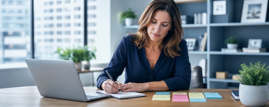 Personne en reconversion professionnelle identifiant ses compétences transférables pour changer de métier