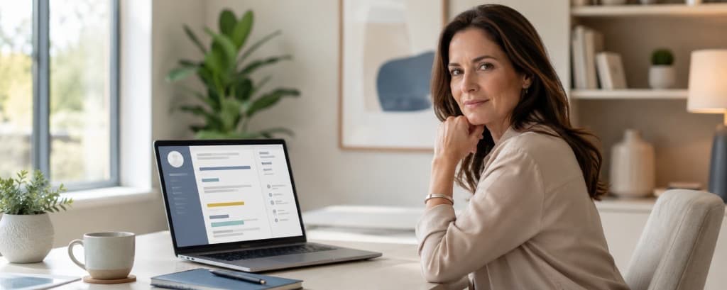 Femme consultant son CV optimisé pour les ATS sur un ordinateur portable